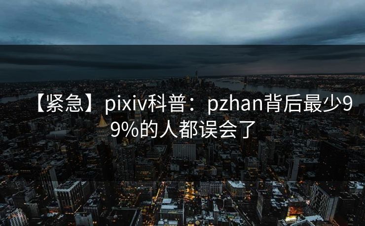 【紧急】pixiv科普:pzhan背后最少99%的人都误会了 【紧急】pixiv科普:pzhan背后最少99%的人都误会了
