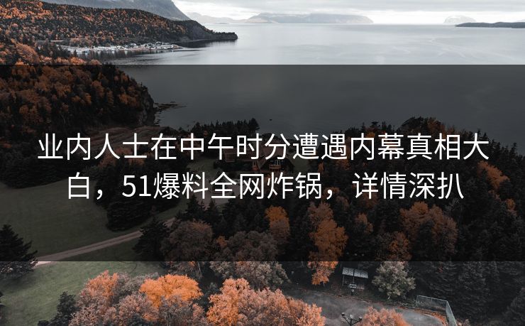 业内人士在中午时分遭遇内幕真相大白，51爆料全网炸锅，详情深扒