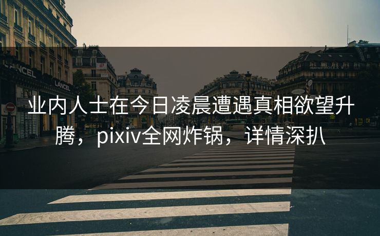 业内人士在今日凌晨遭遇真相欲望升腾,pixiv全网炸锅,详情深扒 业内人士在今日凌晨遭遇真相欲望升腾,pixiv全网炸锅,详情深扒