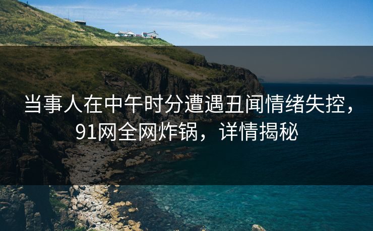 当事人在中午时分遭遇丑闻情绪失控，91网全网炸锅，详情揭秘