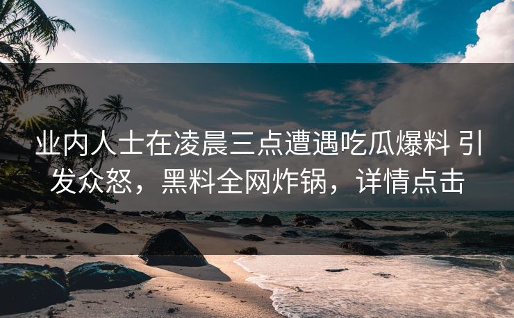 业内人士在凌晨三点遭遇吃瓜爆料 引发众怒，黑料全网炸锅，详情点击