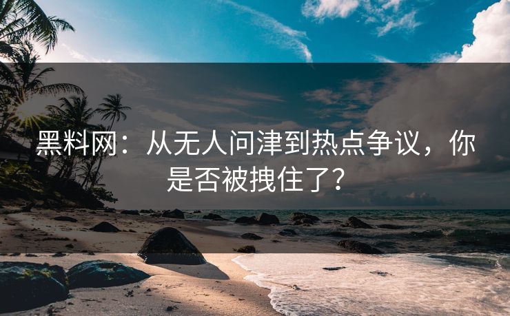 黑料网:从无人问津到热点争议,你是否被拽住了? 黑料网:从无人问津到热点争议,你是否被拽住了?